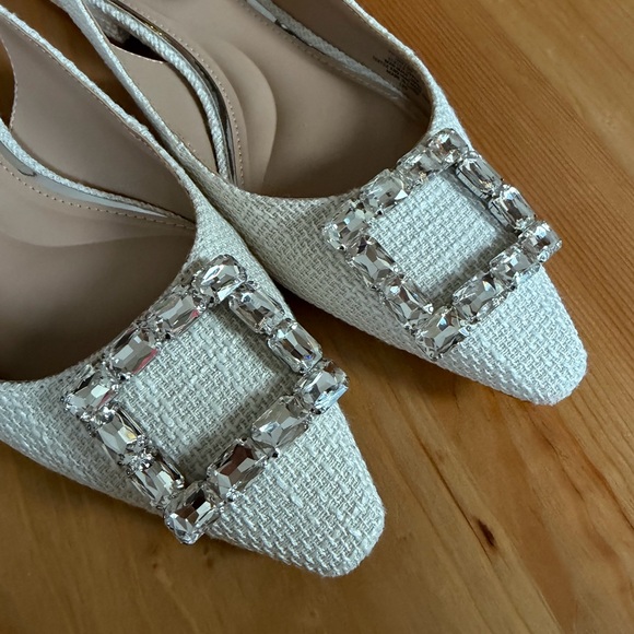 Kelly & Katie White Textured Slingback Shoes - Picture 4 of 6